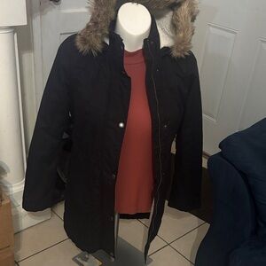 GAP Black Parka with Fur Hood